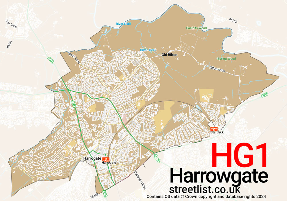 Map of the HG1 postcode