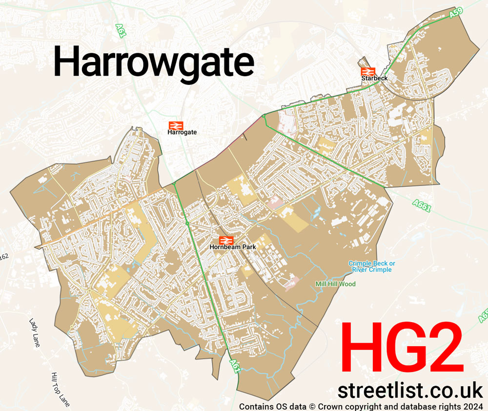 Map of the HG2 postcode