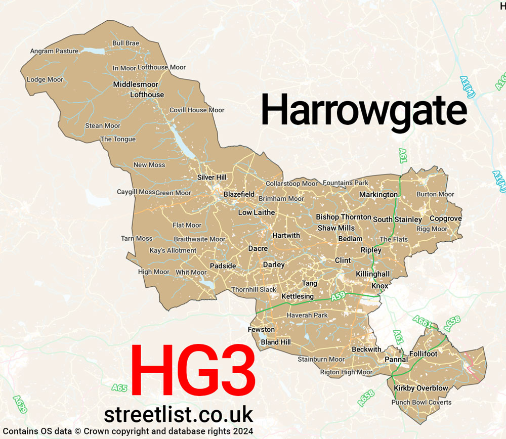 Map of the HG3 postcode