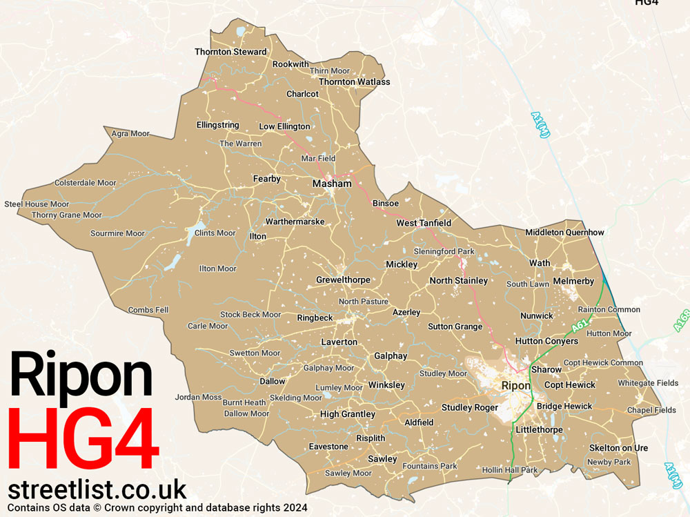 Map of the HG4 postcode