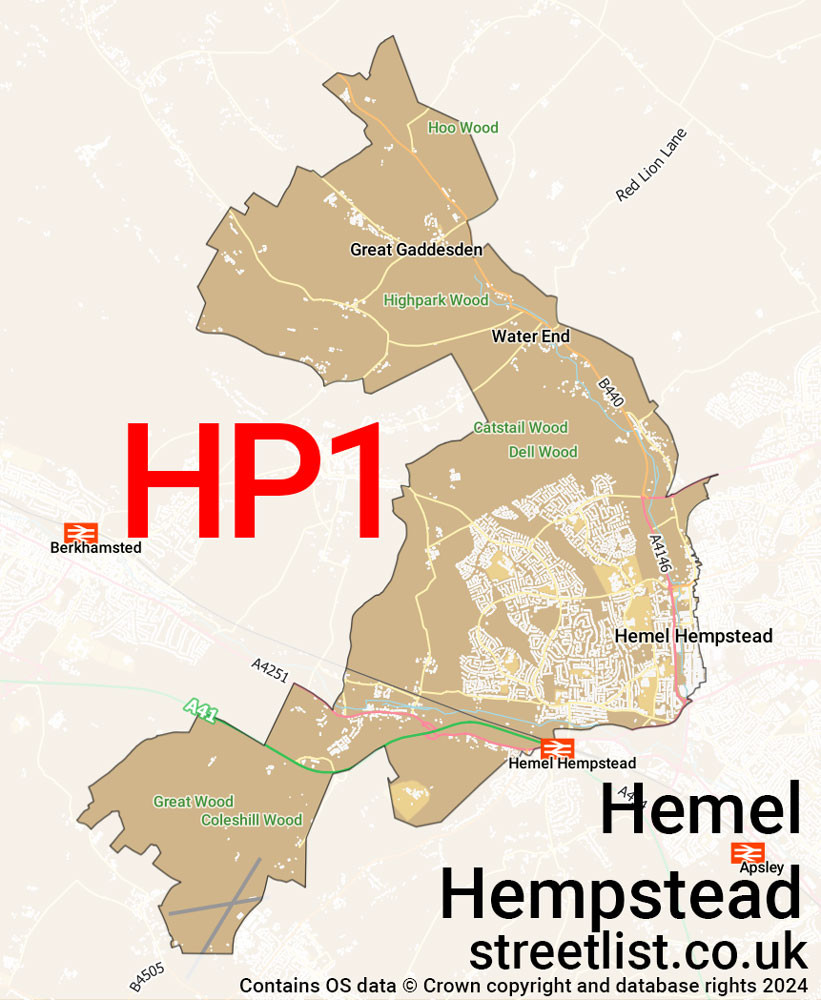 Map of the HP1 postcode