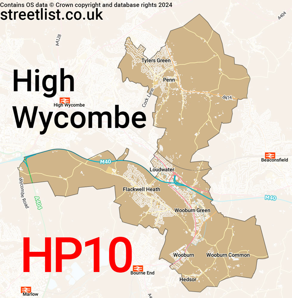 Map of the HP10 postcode