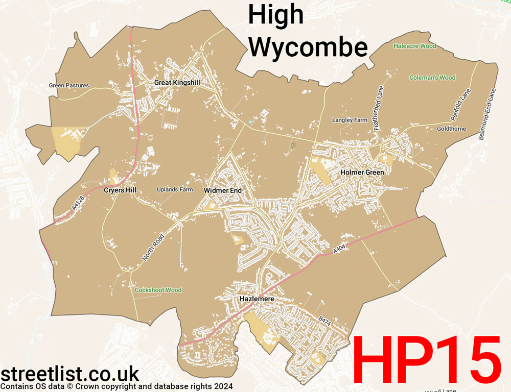 Map of the HP15 postcode