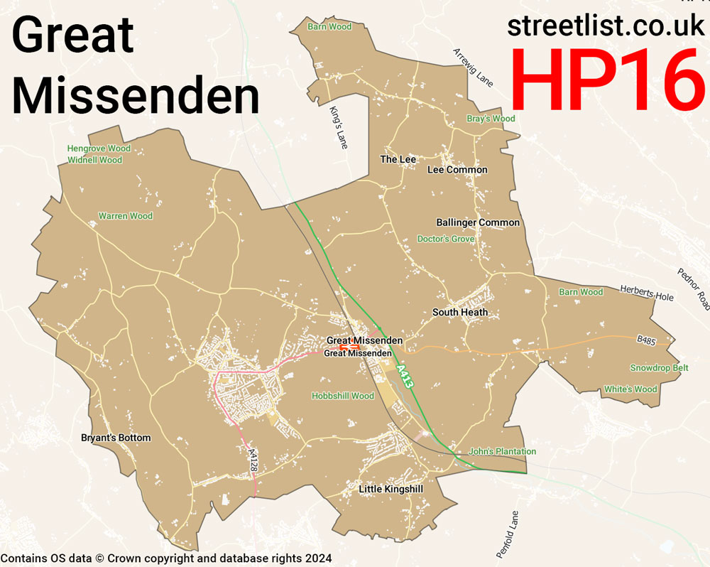 Map of the HP16 postcode