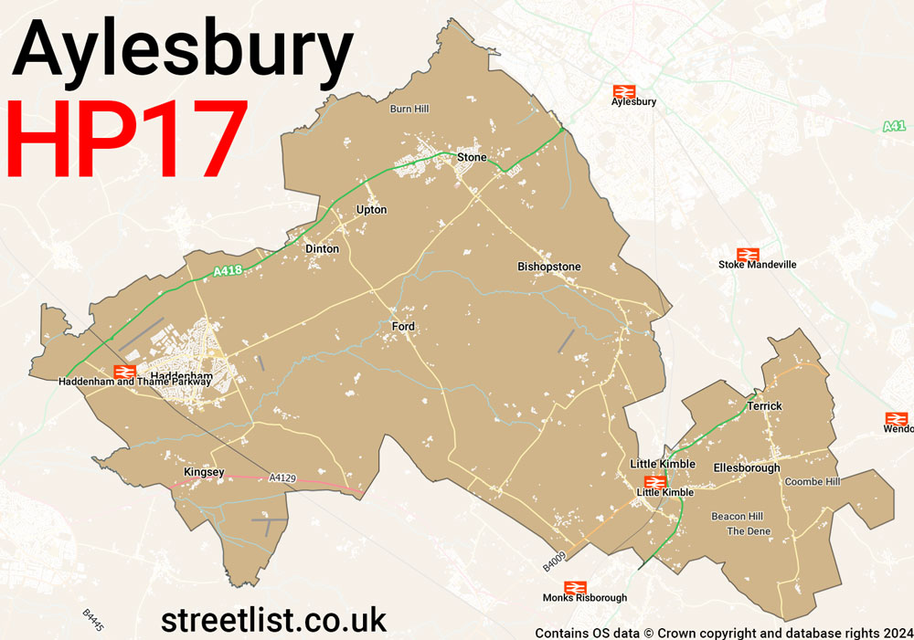 Map of the HP17 postcode