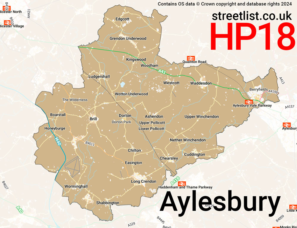 Map of the HP18 postcode