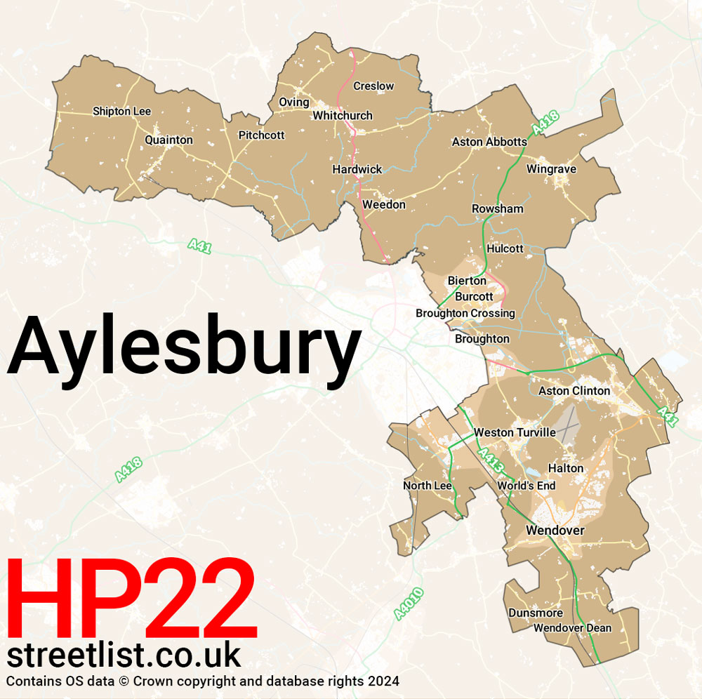 Map of the HP22 postcode