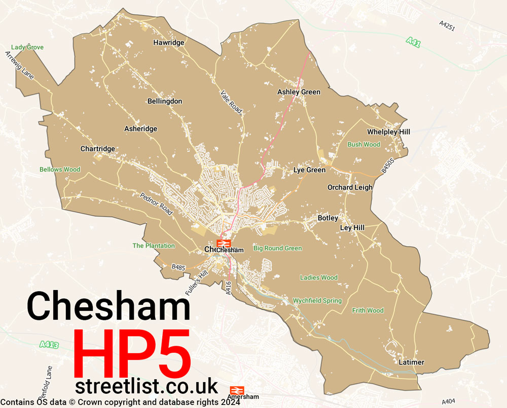 Map of the HP5 postcode