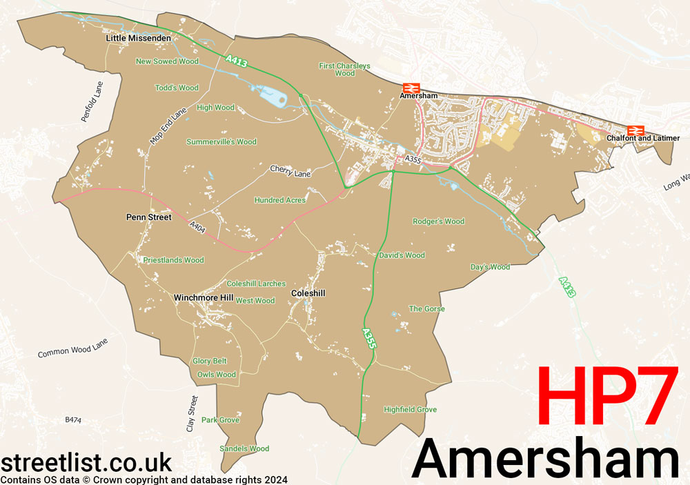 Map of the HP7 postcode