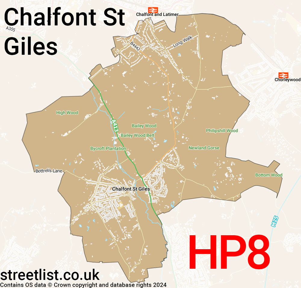 Map of the HP8 postcode