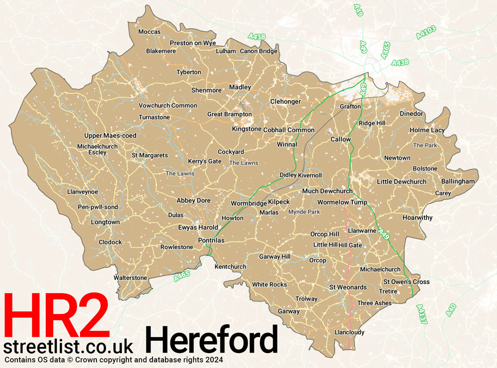 Map of the HR2 postcode