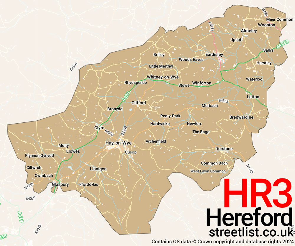 Map of the HR3 postcode