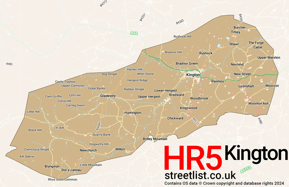 Map of the HR5 postcode