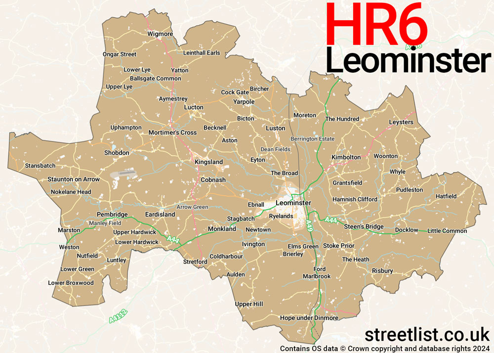 Map of the HR6 postcode