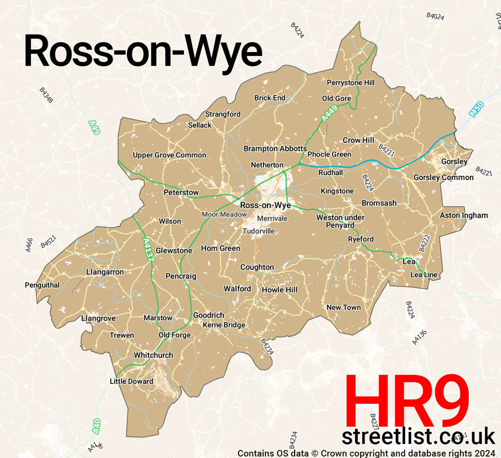 Map of the HR9 postcode