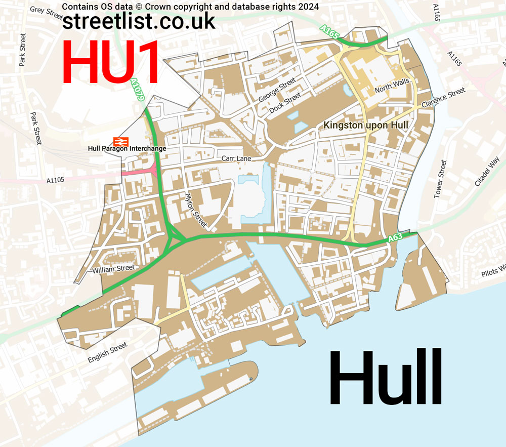 Map of the HU1 postcode