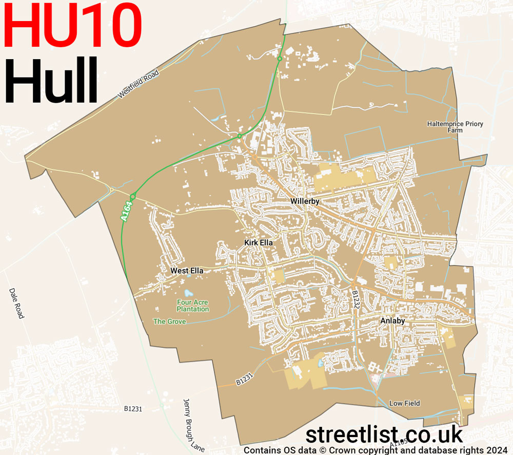 Map of the HU10 postcode