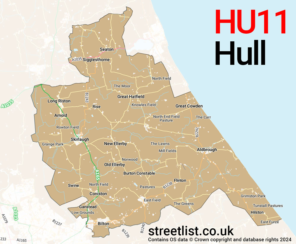 Map of the HU11 postcode