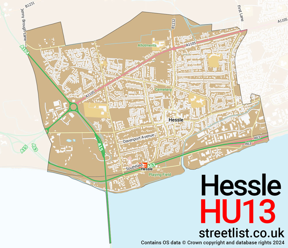 Map of the HU13 postcode