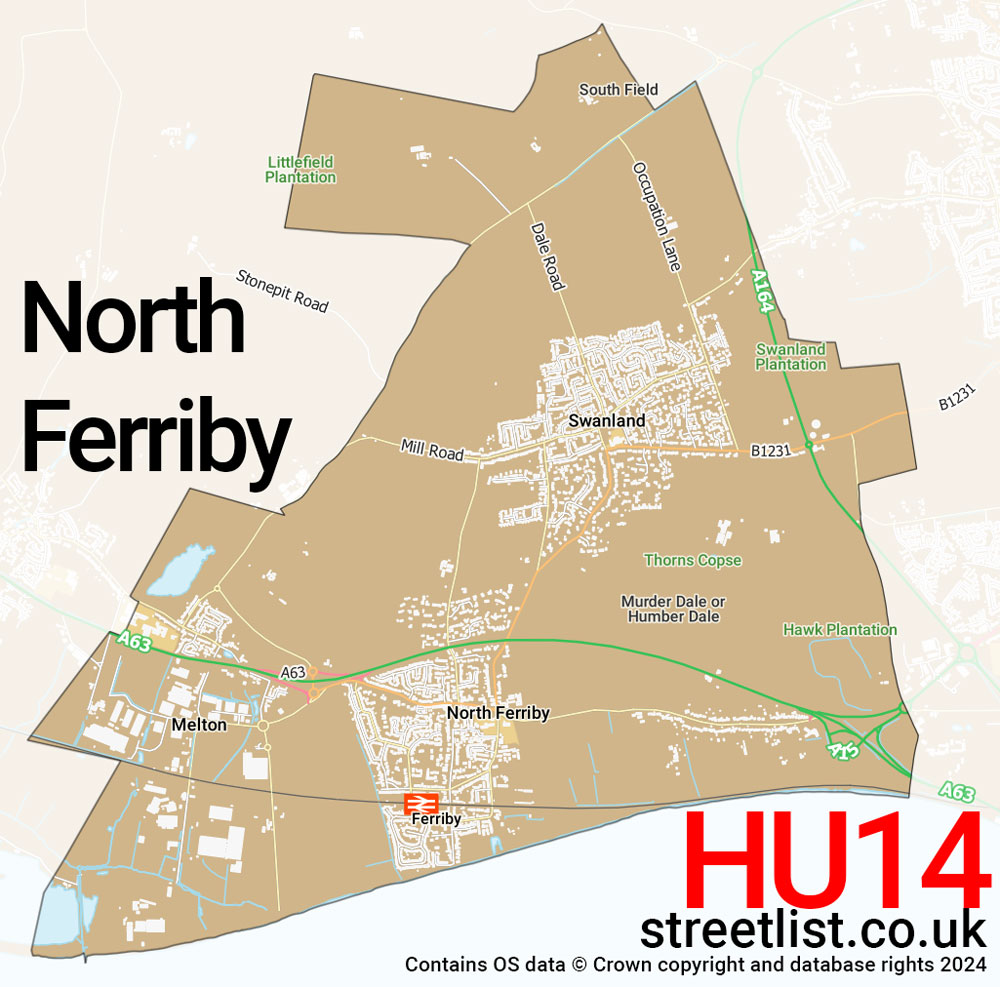 Map of the HU14 postcode