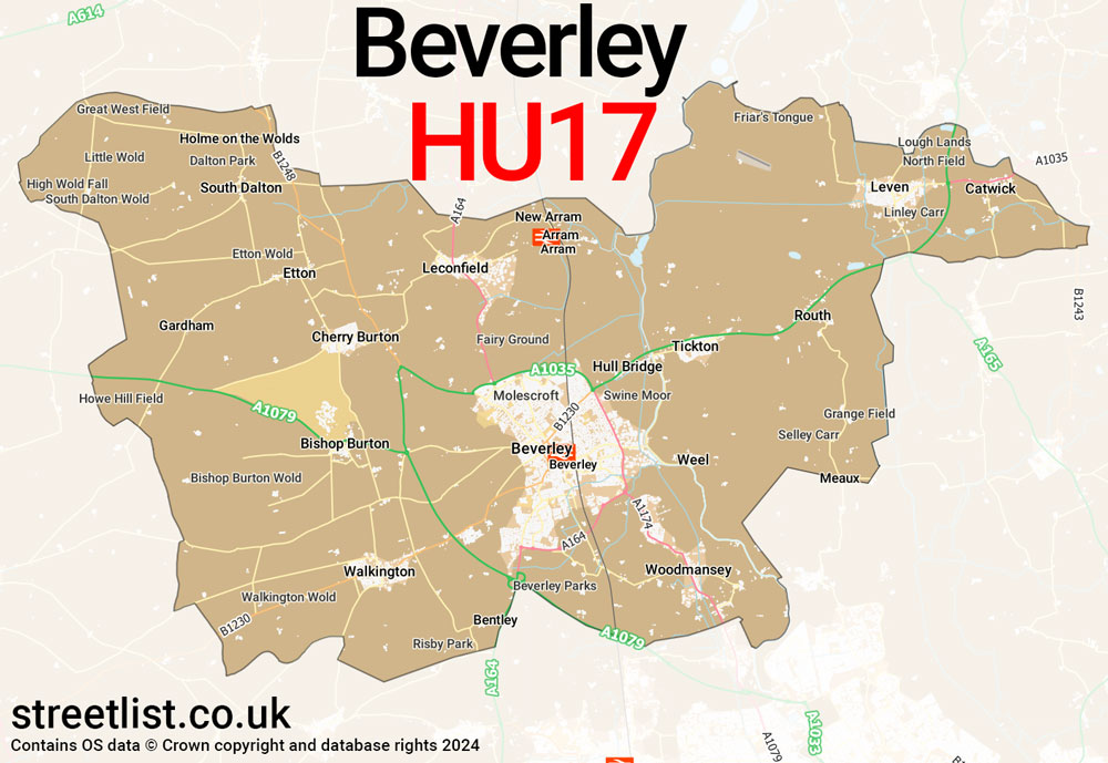 Map of the HU17 postcode