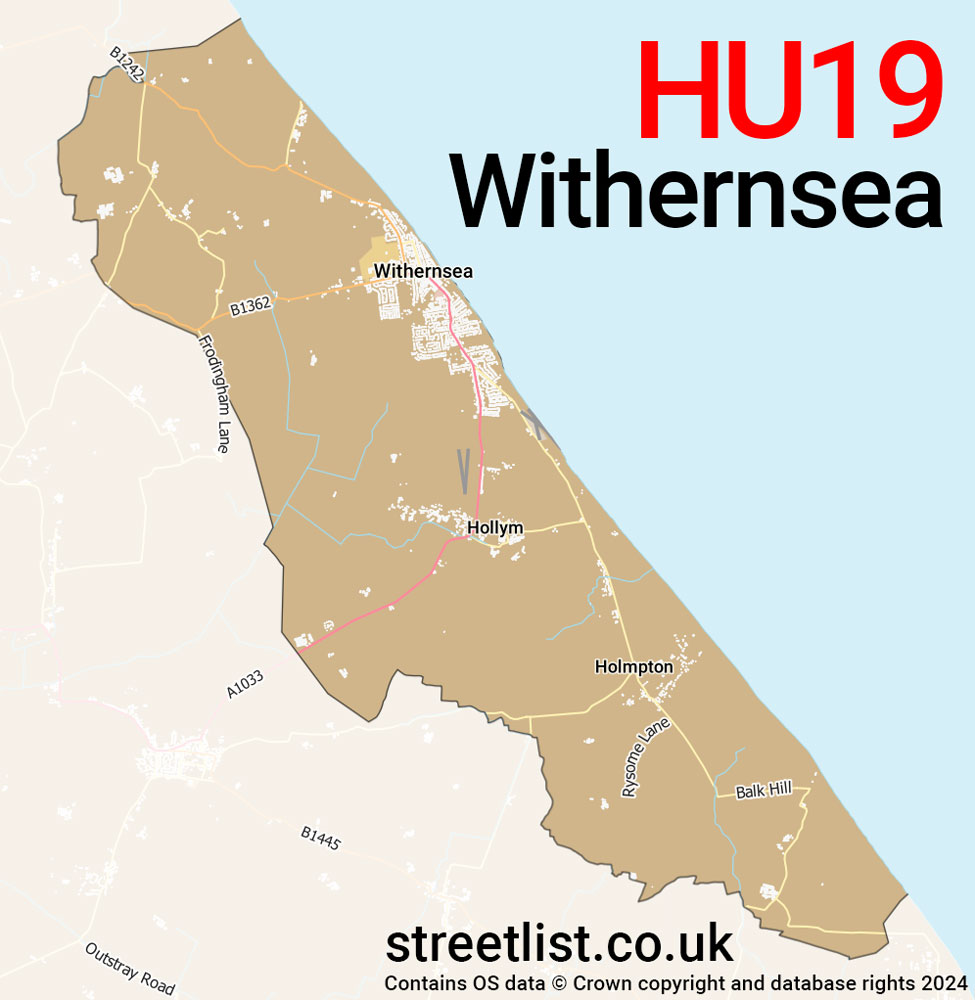 Map of the HU19 postcode