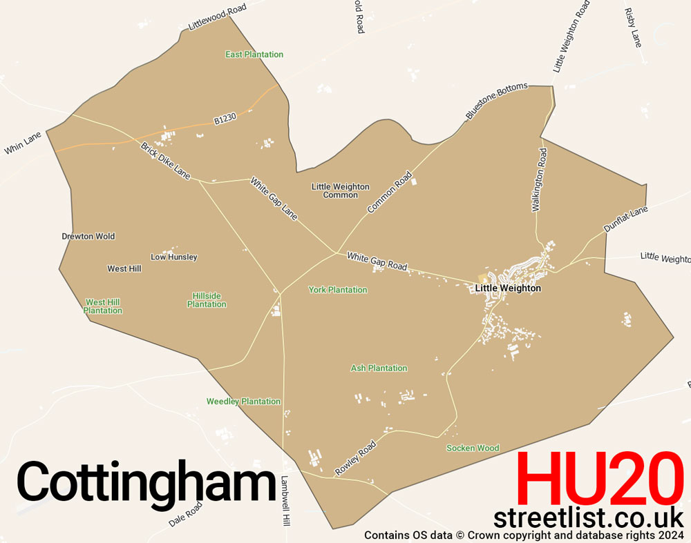 Map of the HU20 postcode