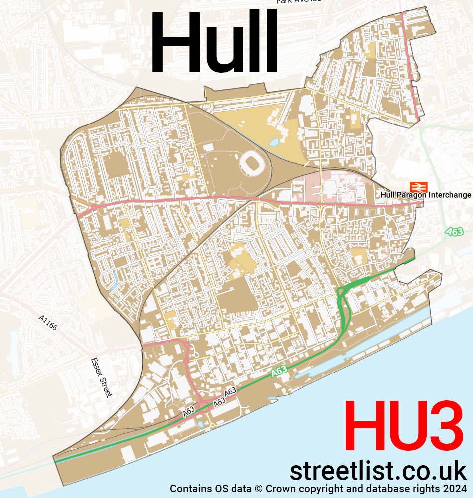 Map of the HU3 postcode