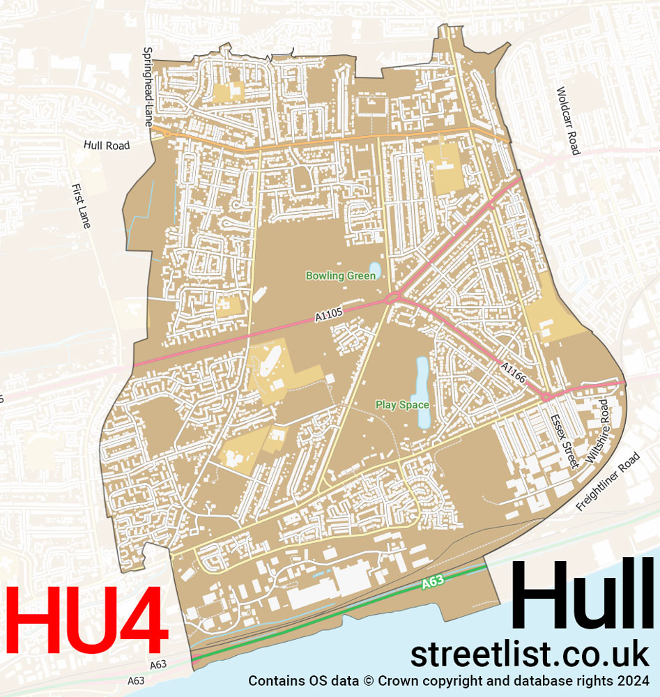 Map of the HU4 postcode