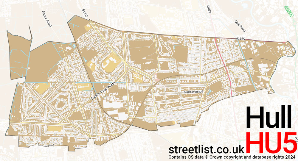 Map of the HU5 postcode