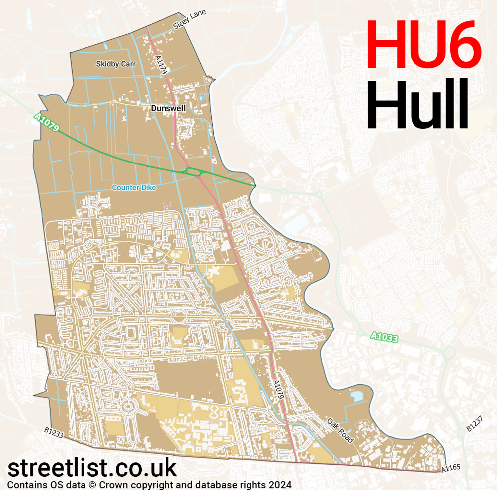 Map of the HU6 postcode