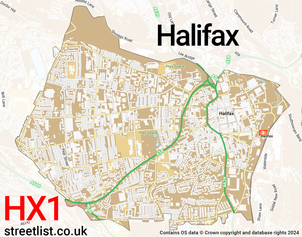 Map of the HX1 postcode