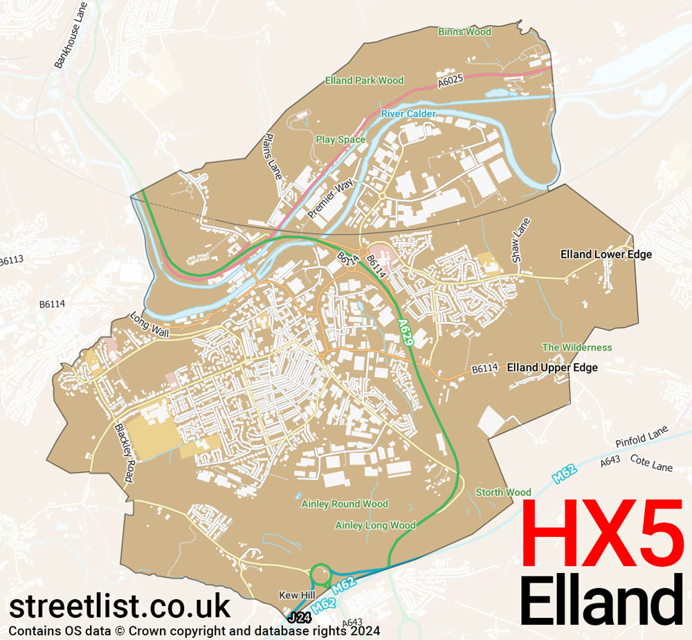 Map of the HX5 postcode