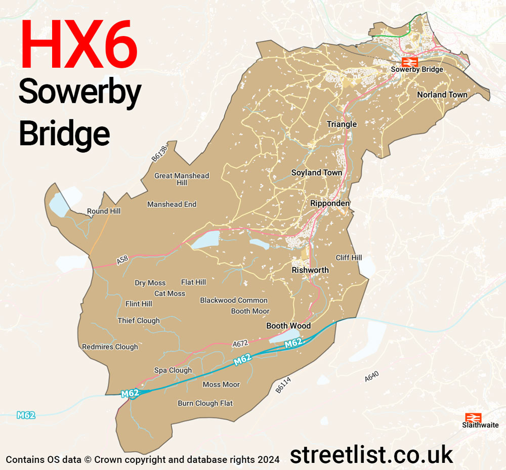 Map of the HX6 postcode