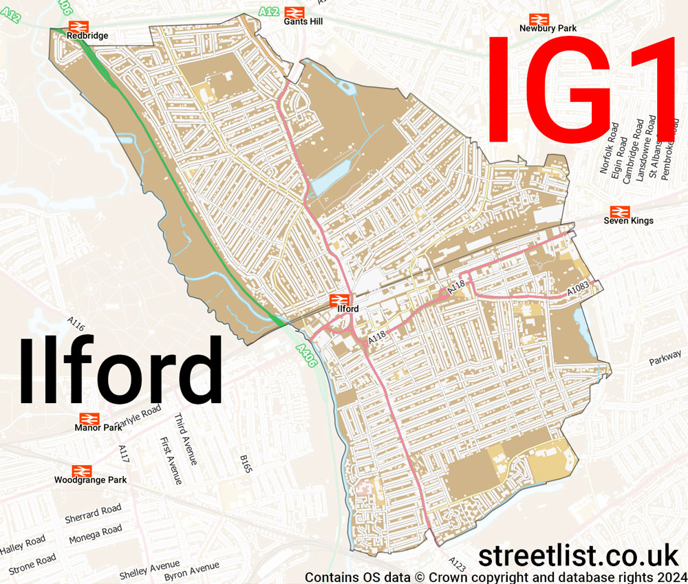 Map of the IG1 postcode