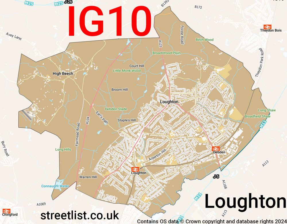 Map of the IG10 postcode