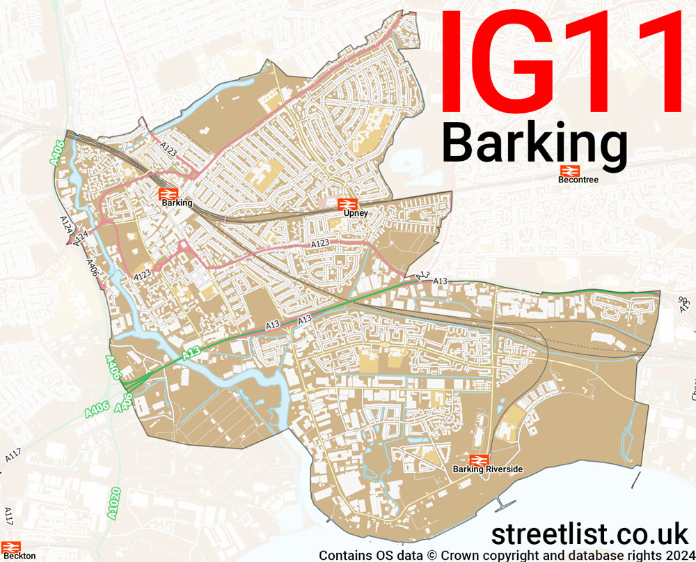 Map of the IG11 postcode