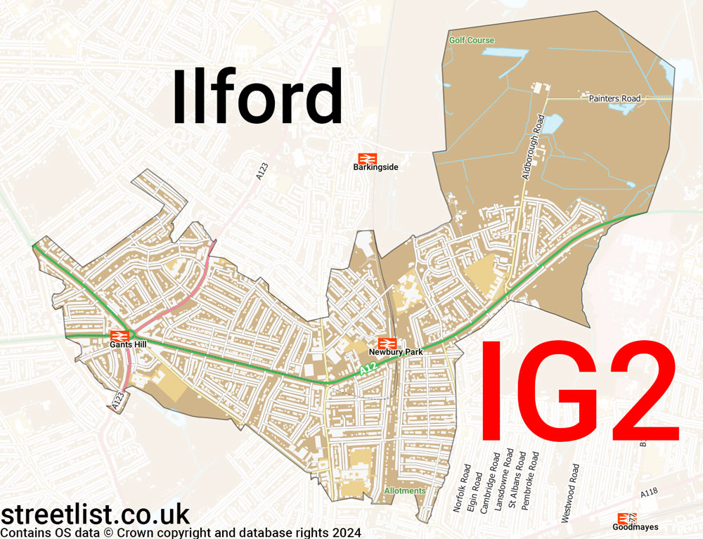 Map of the IG2 postcode