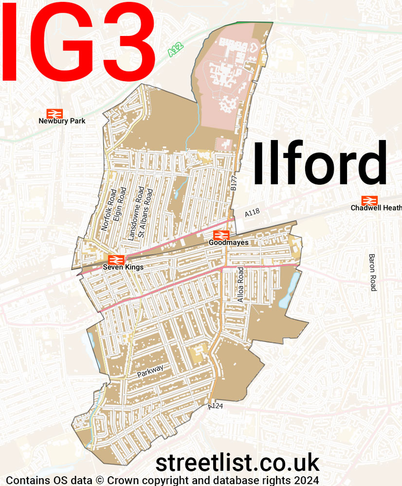 Map of the IG3 postcode