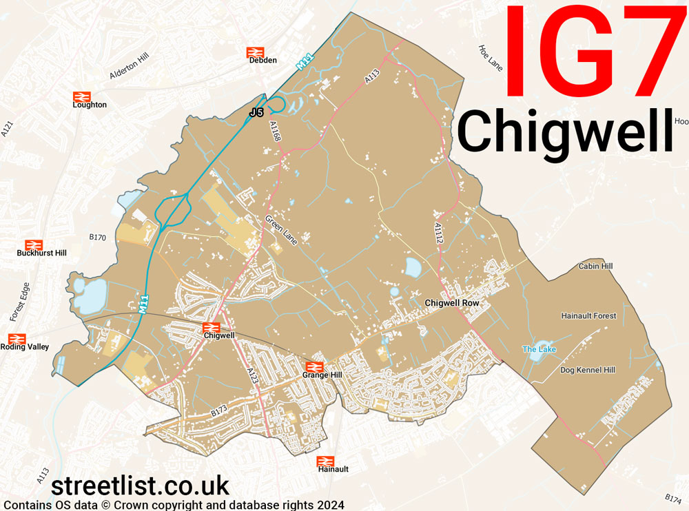 Map of the IG7 postcode