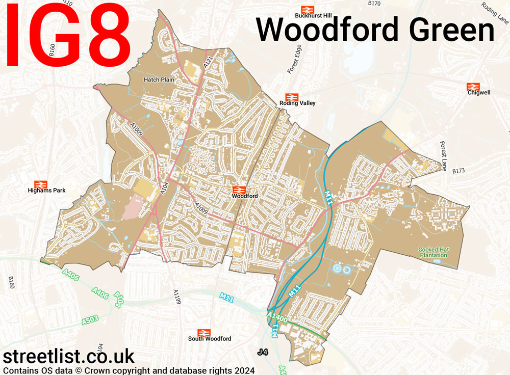 Map of the IG8 postcode