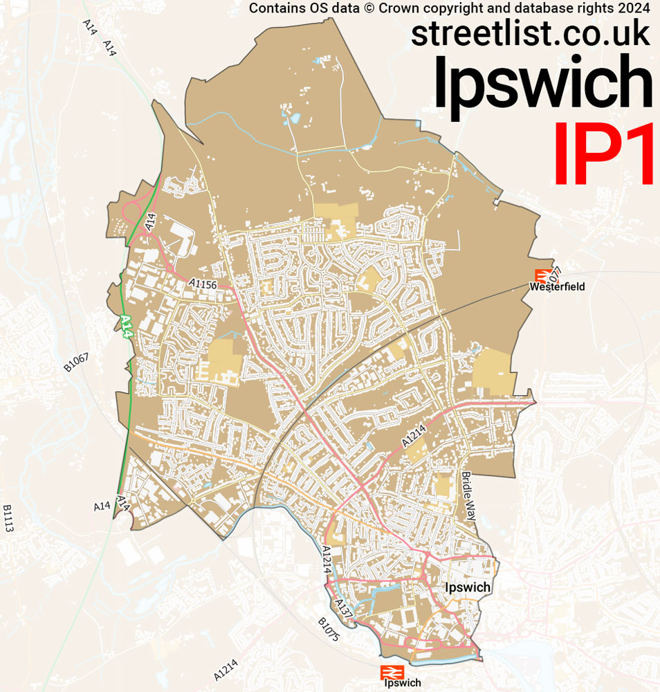 Map of the IP1 postcode