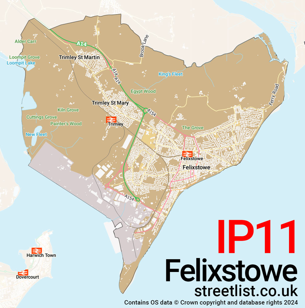 Map of the IP11 postcode