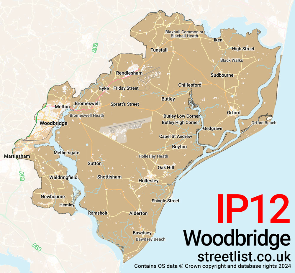 Map of the IP12 postcode