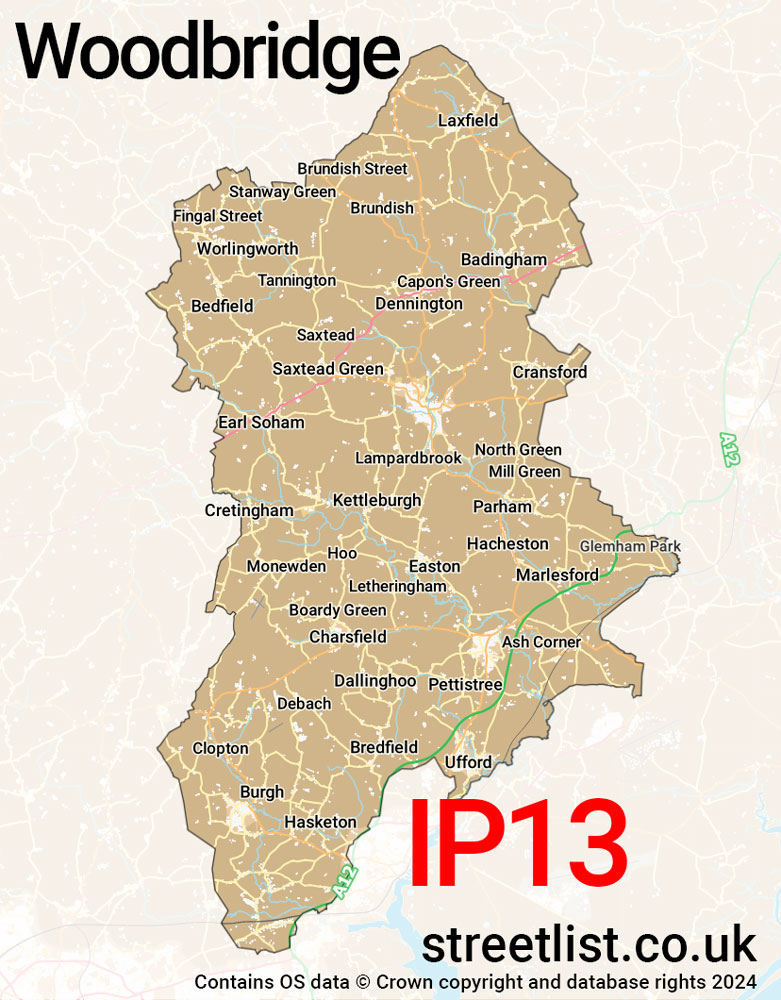 Map of the IP13 postcode