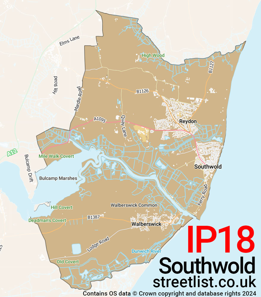 Map of the IP18 postcode