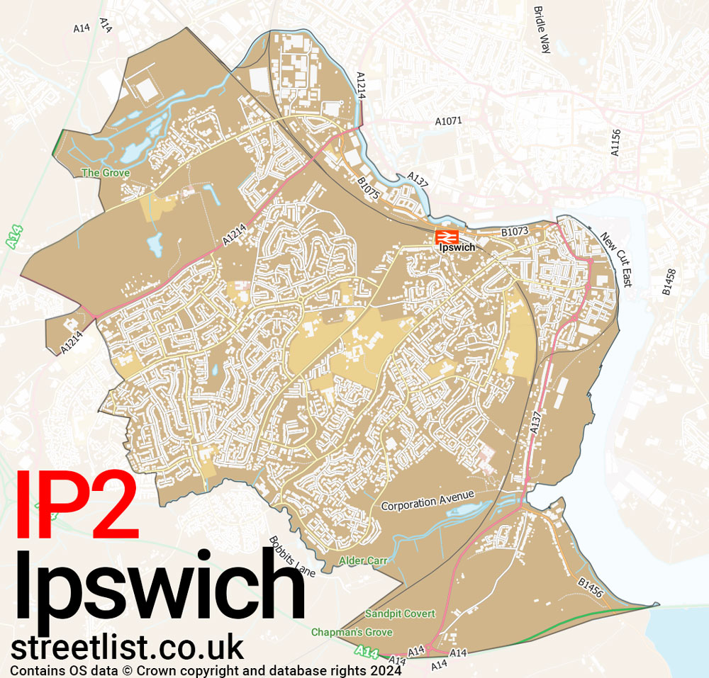 Map of the IP2 postcode