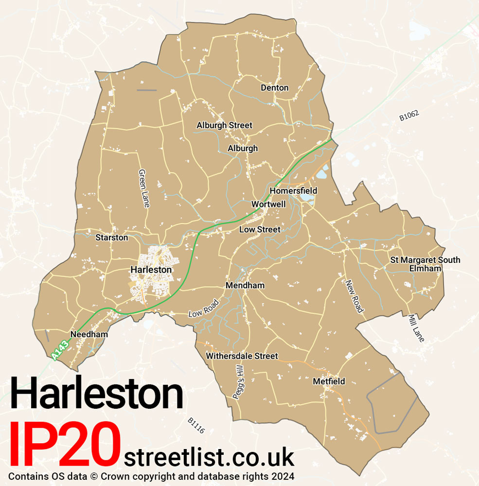 Map of the IP20 postcode