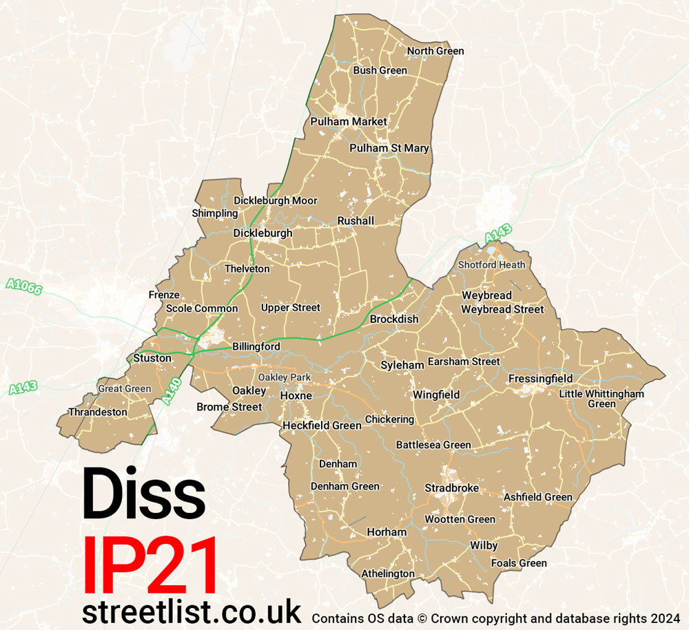 Map of the IP21 postcode