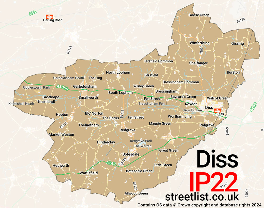 Map of the IP22 postcode